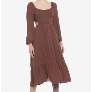 Chocolate Brown Cutout Back Maxi Dress-medium